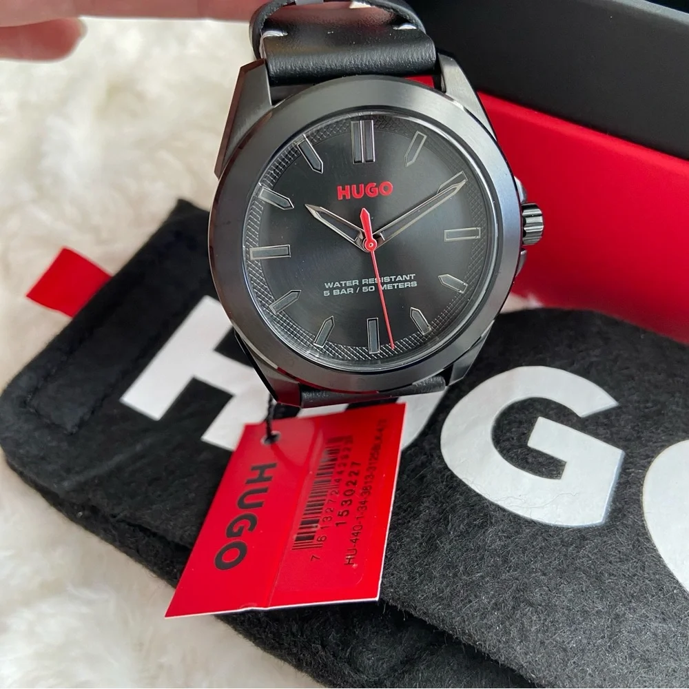 NIB HUGO BOSS 1530227 ADVENTURE BLACK DIAL QUARTZ MEN'S WATCH